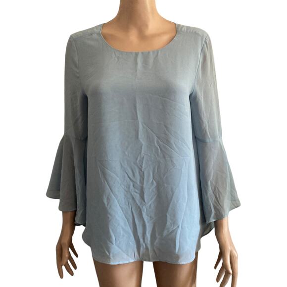 Jennifer Lopez Blouse Womens Small Light Blue Bell Sleeve Lightweight Flowy - Picture 3 of 12